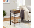 Vasagle Nightstand End Table with a Drawer and 2 Shelve Rustic Brown and Black