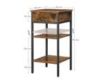 Vasagle Nightstand End Table with a Drawer and 2 Shelve Rustic Brown and Black