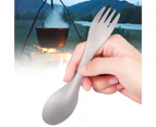 2 In 1 Multifunctional Picnic Spoon Smooth Convenient Carrying Tableware Camping Fork for Outdoor Silver Gray