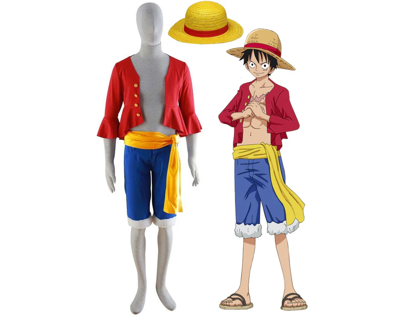 One Piece Monkey D Luffy Costume Anime Cosplay Pirate King Hat Pants Vest  Belt | Catch.Com.Au