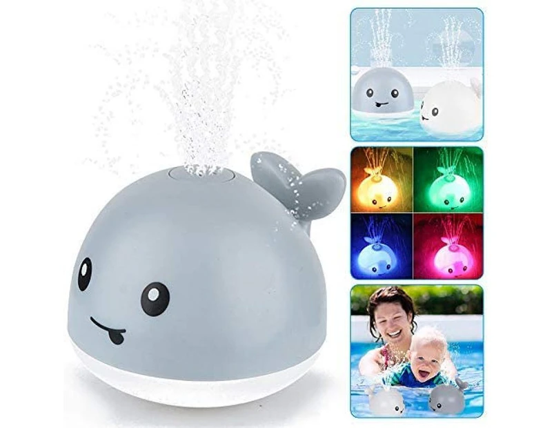 Baby bath toy water toy,whale spray induction floating bath toy with light and music, pool water spray toy for 1 year old baby children toddlers party gift