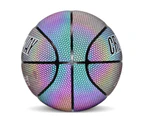 1 Set Size 7 Basketball Luminous Moisture Absorption Skid Resistance No Deformation Training Basketball for Home Reflective Black