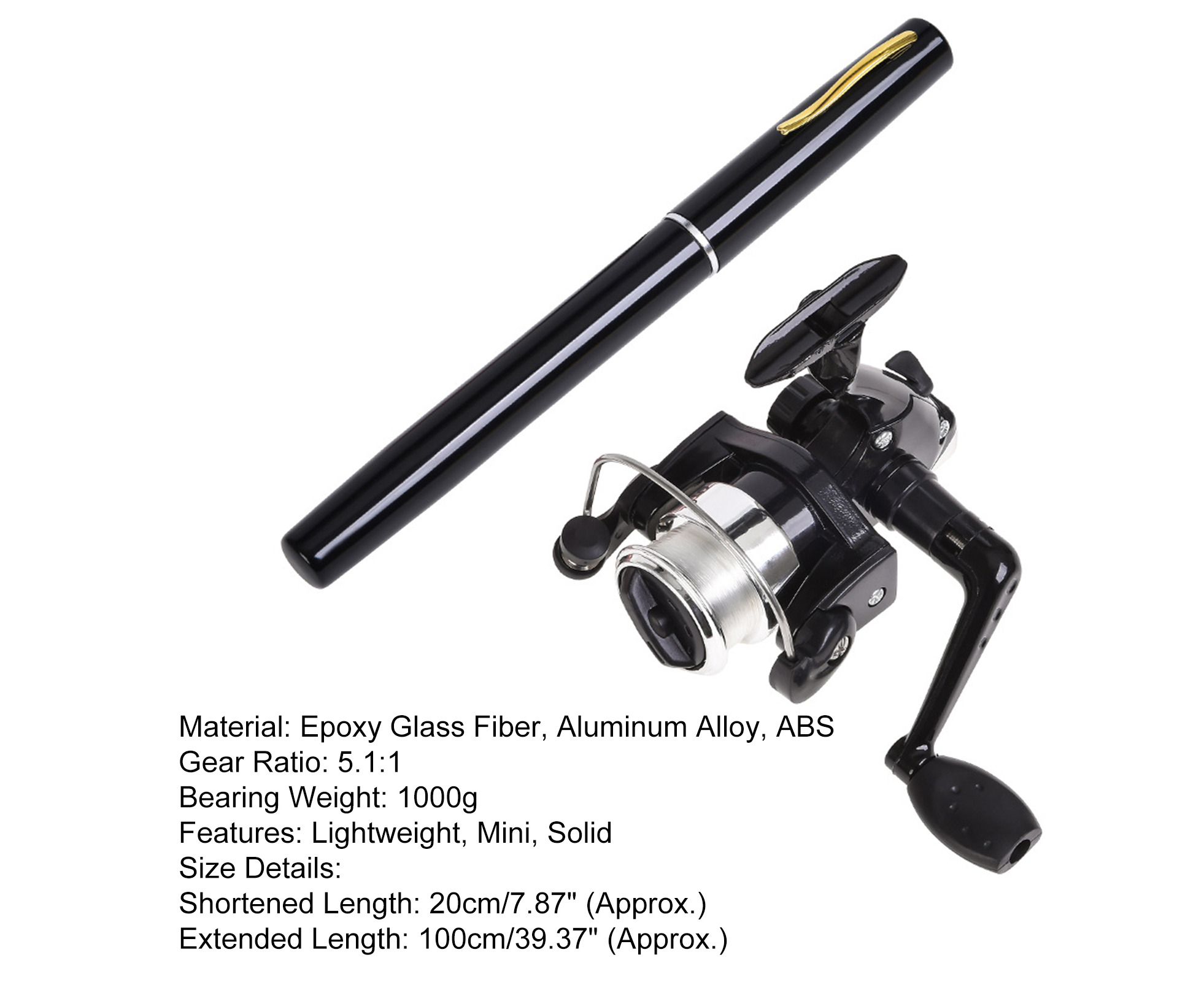 1 Set Pen Fishing Rod Telescopic Non-slip Exquisite Easy to Carry