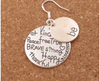 BE BRAVE 925 Sterling Silver Rose Gold Inspirational Drop Dangle Earrings Gift