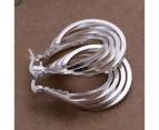 Stunning 925 Sterling Silver Multilayer Hoop Pierced Earrings Women’s Gift New