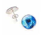 Blue Galaxy Nebula Space Star Universe Glass Silver Stud Pierced Earrings Womens Gift