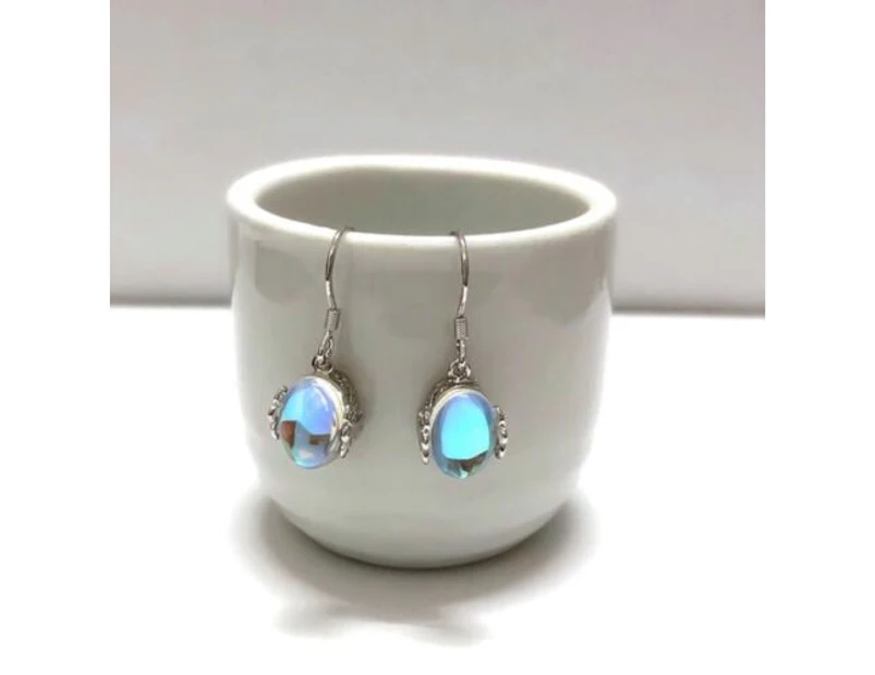Moonstone Crystal Water Drop Dangle Hook Pierced Fashion Earrings Women’s Gift