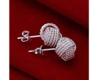 925 Sterling Silver Knot Tennis Ball Stud Pierced Earrings Womens Jewellery Gift