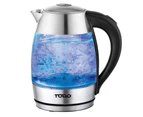 TODO 1.7L Glass Cordless Kettle Electric Dual Wall LED Water Jug - Stainless Steel