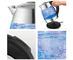 TODO 1.7L Glass Cordless Kettle Electric Dual Wall LED Water Jug - Stainless Steel