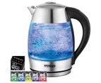 TODO 1.7L Glass Cordless Kettle Keep Warm Electric Dual Wall LED Water Jug - Stainless Steel