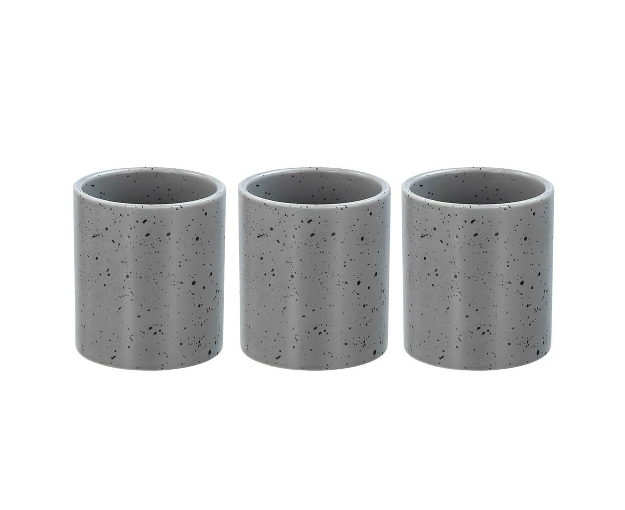 3x Boxsweden Bano 9cm Ceramic Bathroom Cup Toothbrush Holder Storage GRY Speckle