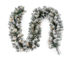 Costway 270CM Christmas Garland Rattan Wreath Pre-Lit Artificial Flower Vine w/Timer 140 PVC Branch Tips Lights