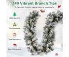 Costway 270CM Christmas Garland Rattan Wreath Pre-Lit Artificial Flower Vine w/Timer 140 PVC Branch Tips Lights