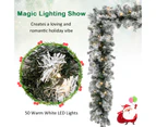 Costway 270CM Christmas Garland Rattan Wreath Pre-Lit Artificial Flower Vine w/Timer 140 PVC Branch Tips Lights