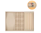 Large Capacity Detachable Velvet Jewelry Tray Drawer Cabinet Desk Earring Ring Necklace Storage Organizer - Tan