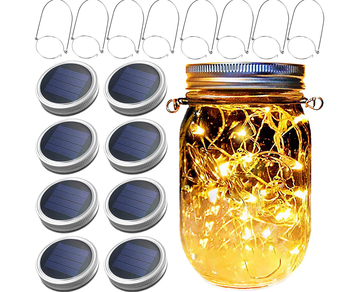 Mason Jar Solar Lantern Lights,8 Pcs 20 Leds