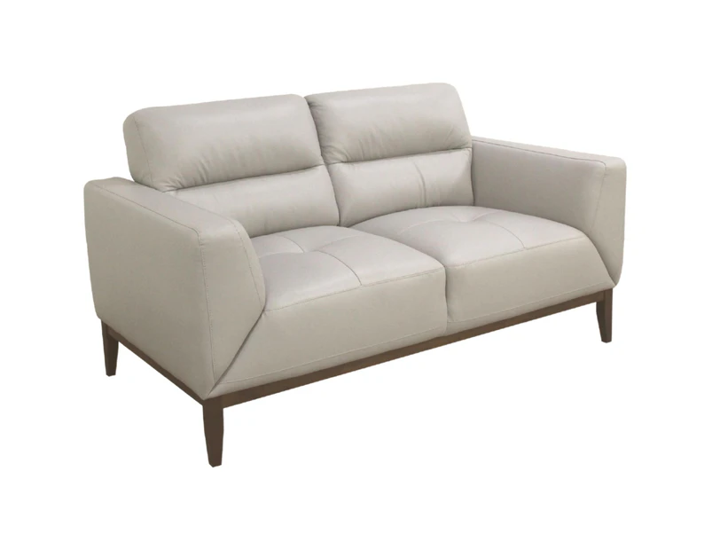 Downy  Genuine Leather Sofa 2 Seater Upholstered Lounge Couch - Silver