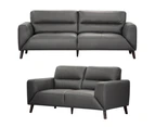 Downy  Genuine Leather Sofa Set 3 + 2 Seater Upholstered Lounge Couch - Gunmetal