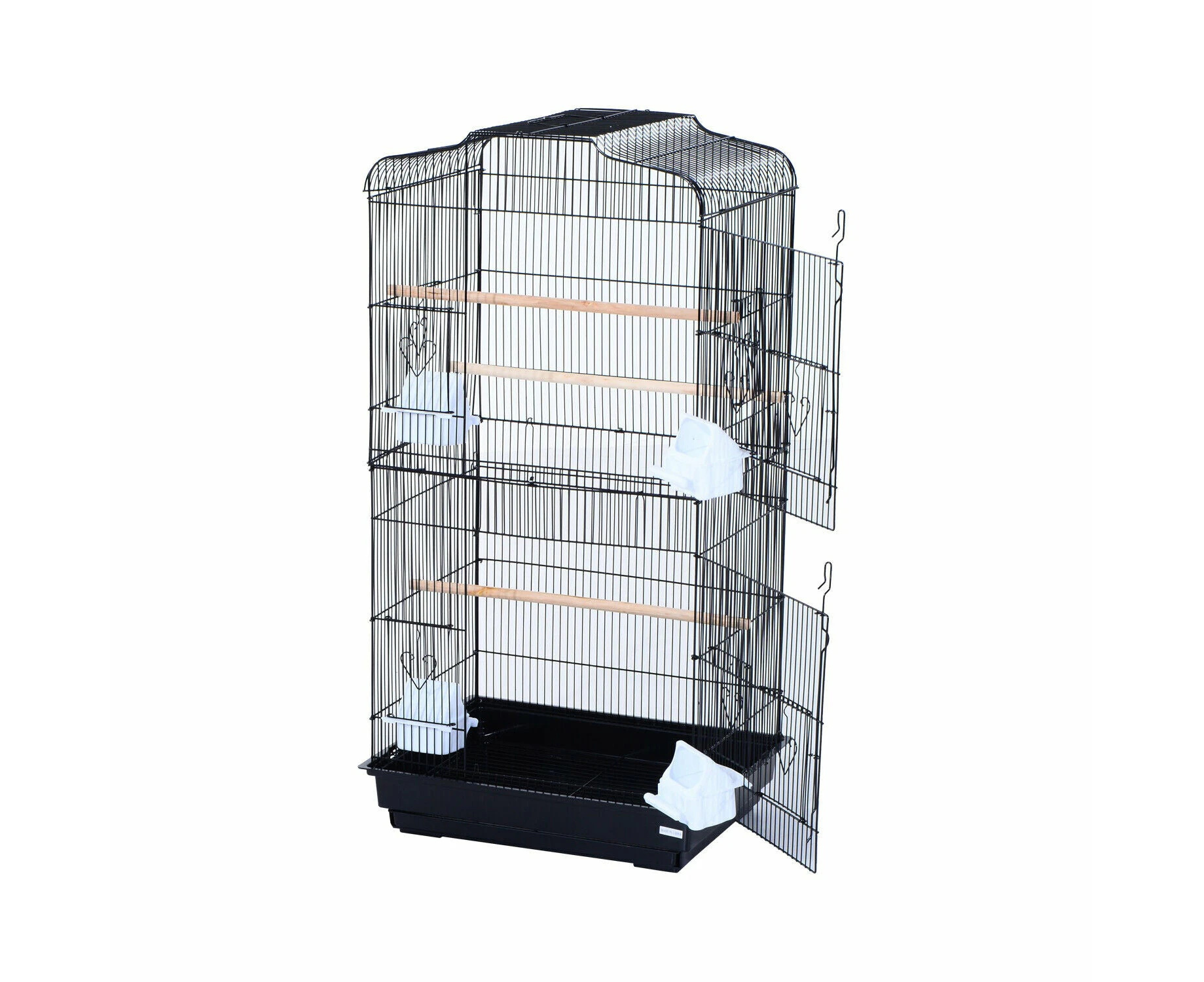 Bird Cage Parrot Cockatiel Aviary Pet Stand-alone Budgie Perch Castor 93cm Black