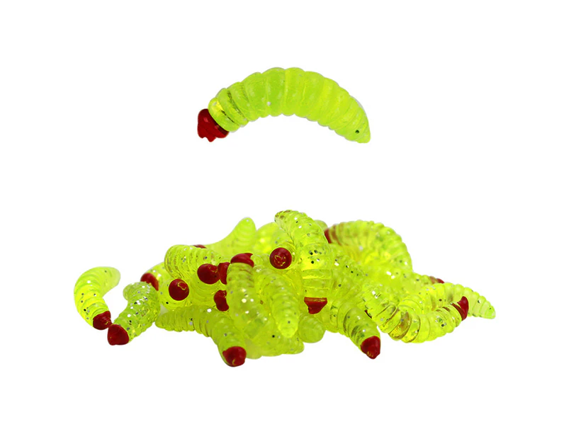 50Pcs Artificial Lure Worm Shape Lifelike PVC Eco-friendly Soft Fish Lure for Freshwater Yellow