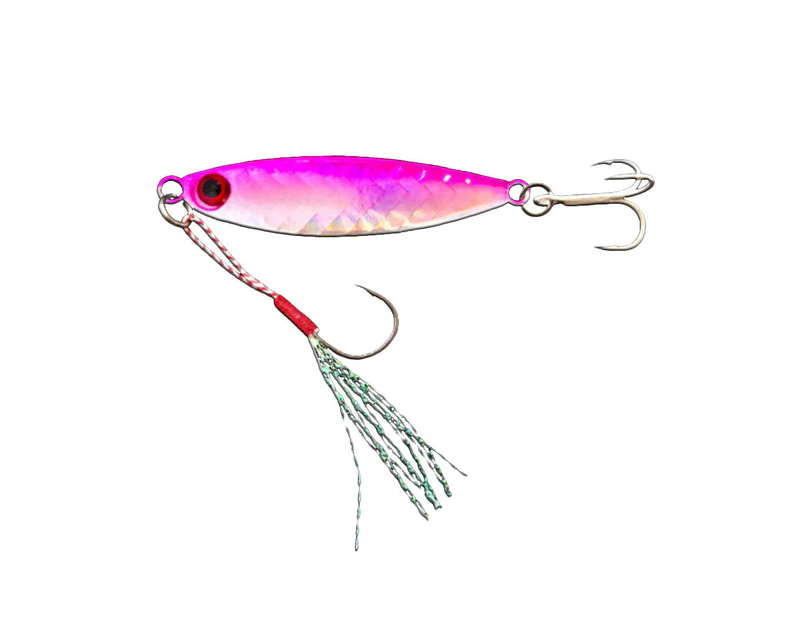5cm 10g Metal Sequin Simulation Fish Fishing Bait Hard Lure with Double Hooks  Pink Double Hook