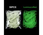 50Pcs/Pack 6cm PVC Fishing Lure Ultralight Wear-Resistant Fluorescent Design Earthworm Bait Fishing Tackle Fluorescent Green