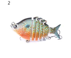 6.35cm 8g 6 Sections Artificial Fishing Lure Wobbler Fish Swim Bait Tackle Tool 2