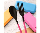 3Pcs Portable Travel Folding Fork Spoon Chopsticks Outdoor Camping Tableware Set Rose Red##