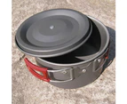 3L Aluminum Alloy Folding Handle Camping Pot Outdoor Cooking Picnic Utensil Black