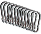 Carabiners 60mm x 6 mm 10 piece, Steel carabiner with snap hooks, Load capacity up to approx. 80 kg