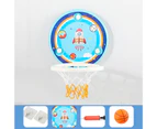 Kid Mini Basketball Kit Punch Free Round Shape Carton Design Basketball Hoop Set for Kids Blue