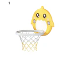 Compact Kid Basketball Kit Strong Absorption Suction Cup Design Whale Shape Basketball Hoop Kit for Home Yellow 1
