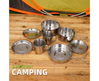 8Pcs Camping Cookware Mess Kit Non-Stick Rapid Heating Multifunction 5-6 Persons Collapsible Mini Camping Pot Pan Set for Hiking Backpacking Picnic Silver