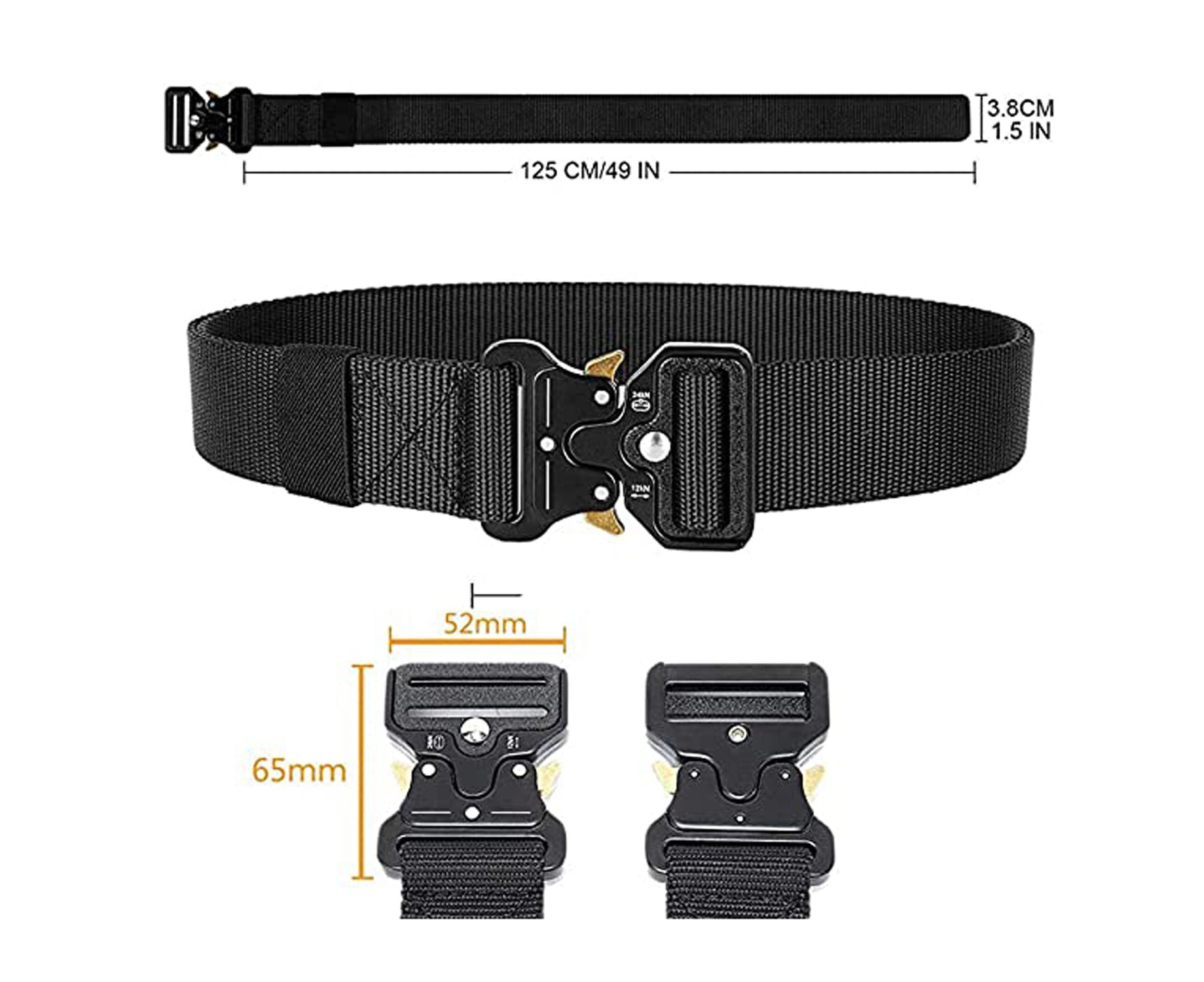 Military style safety Mens Tactical Belt with 2 Hooks