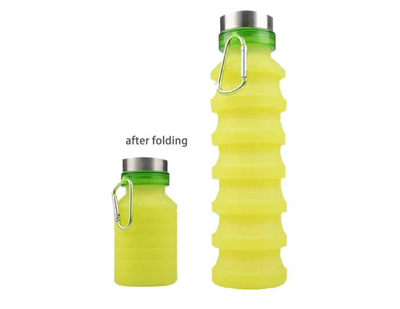 Collapsible Water Bottle, Reuseable BPA Free Silicone Foldable Water Bottles for Travel Gym Camping Hiking, Portable Leak Proof Sports Water Bottle - Green