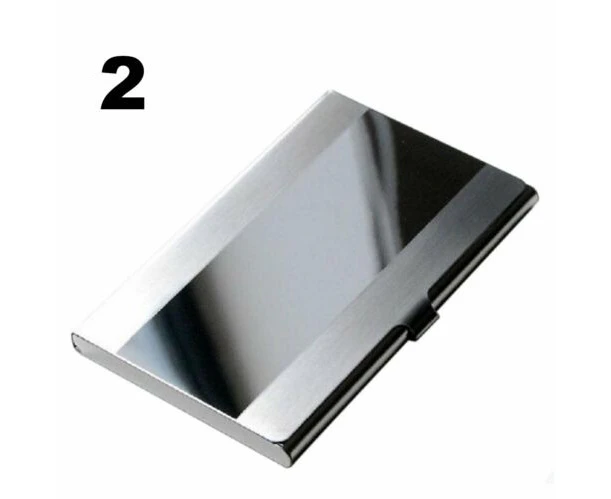 2 Stainless Steel Business Card Holder ID Name Credit Case Cover Metal Silver