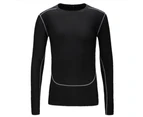 Men Fitness Basketball Running Training Quick-Dry Slim Long Sleeve Top T-Shirt Black