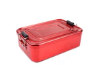 Sturdy Aluminum Lunch Box Portable Rectangular Food Fruit Container for Outdoor Camping Red