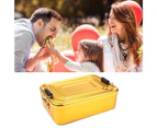 Sturdy Aluminum Lunch Box Portable Rectangular Food Fruit Container for Outdoor Camping Golden
