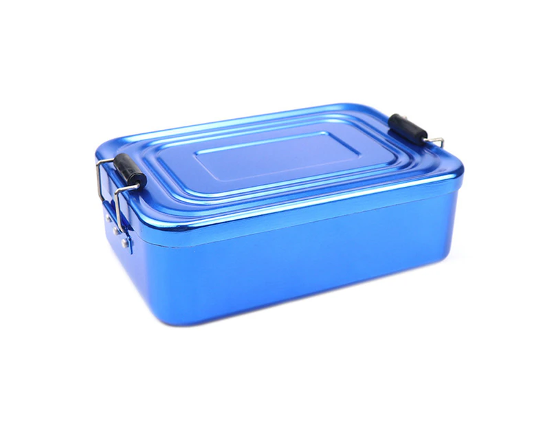 Sturdy Aluminum Lunch Box Portable Rectangular Food Fruit Container for Outdoor Camping Blue