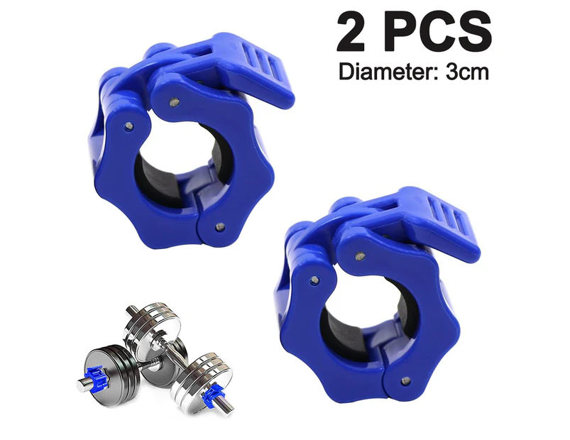 2 pcs Gym Barbell Clamps Quick Release Barbell Collar Clips for Bodybuilding,Weightlifting,Fitness Training - Blue