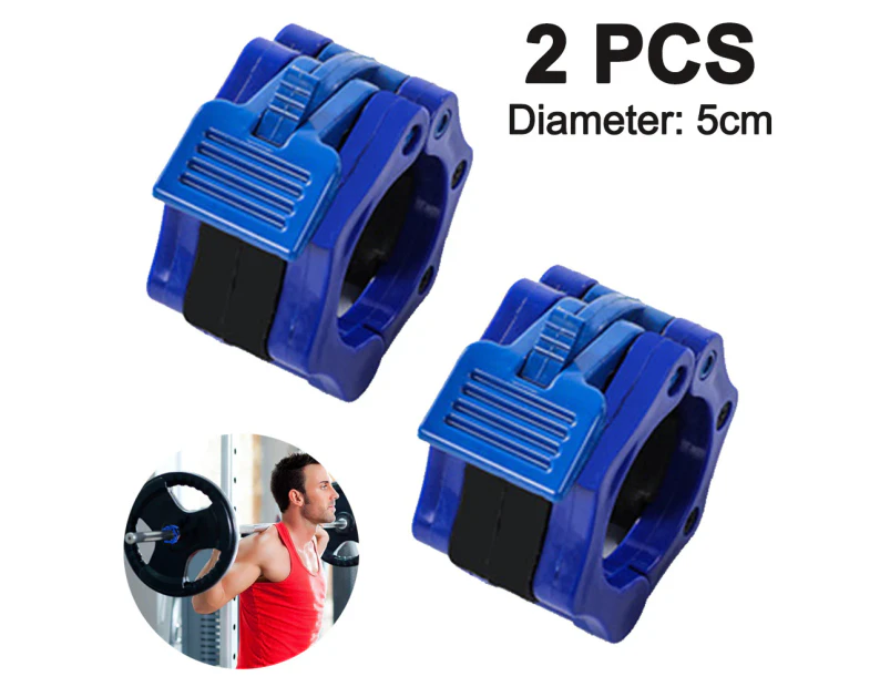 Olympic Barbell Collar Pair of Pro ABS Locking Set of 2 Black Clamps Perfect for Strong Lifts and Olympic Training Professional Quality - Blue