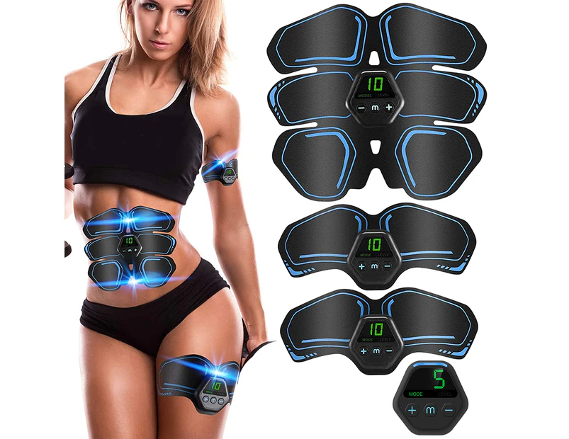 Muscle Toner Abdominal Toning Belt ABS Toner Body Muscle Trainer Wireless Portable Unisex Fitness Training Gear - Blue