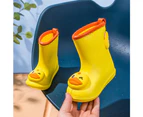 Rubber Waterproof Rain Boots with Easy On Handles Non Slip Durable Mud Boots Rain Shoes for Toddler and Kids - Yellow