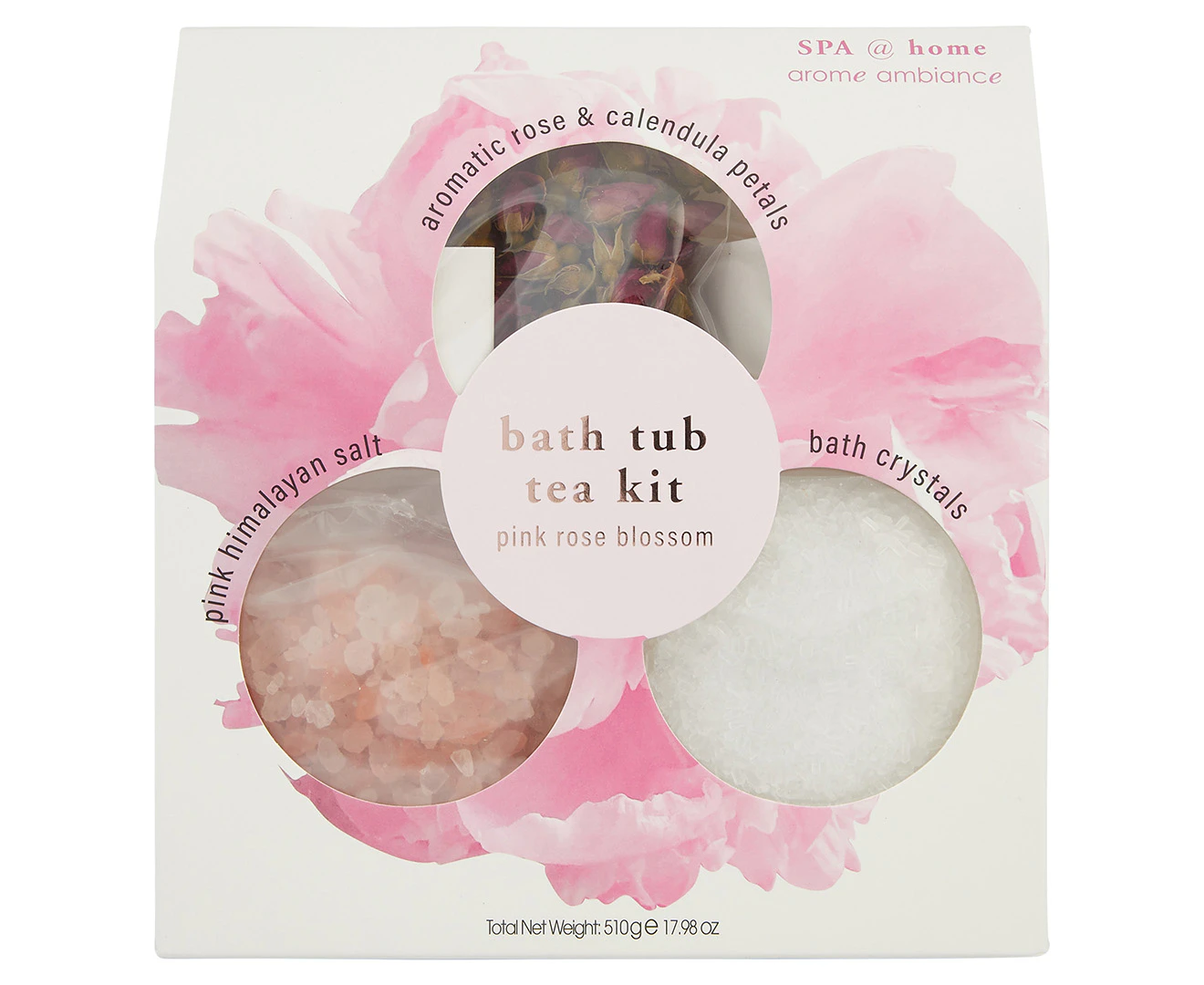 Arome Ambiance Bath Tub Tea Trio Pink Rose Blossom