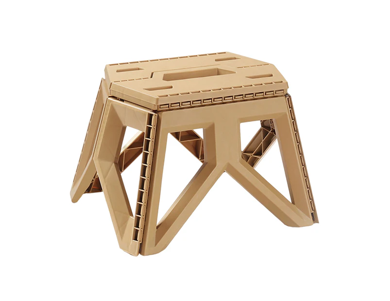 Solid Structure High Bearing Handle Folding Stool Portable Plastic Camping Step Stool Outdoor Supplies Khaki