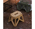 Solid Structure High Bearing Handle Folding Stool Portable Plastic Camping Step Stool Outdoor Supplies Khaki