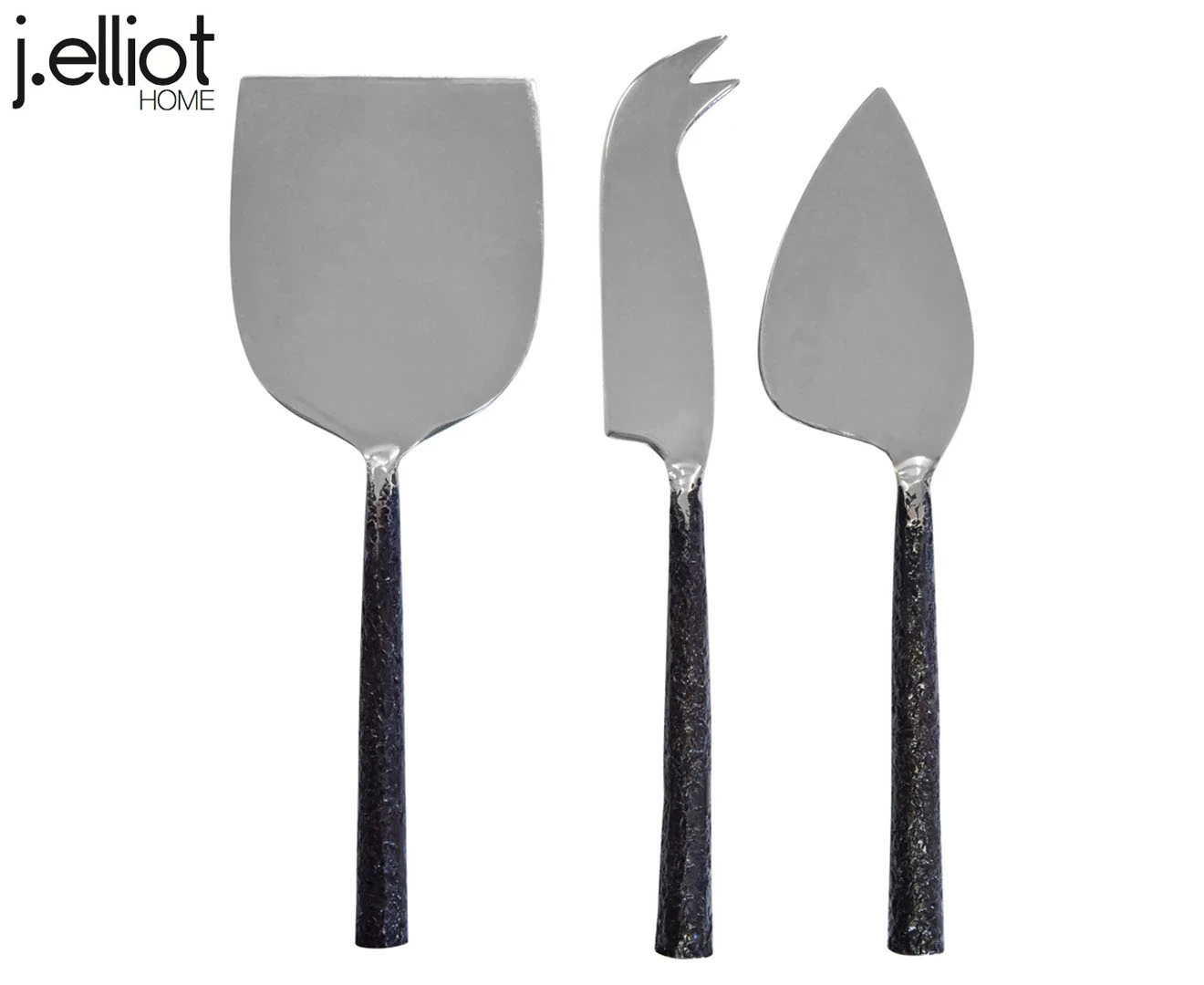 3pc J.Elliot Nina Stainless Steel Spreader Cheese Knife Cutlery Set Silver/Black