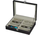 8 Slot Eyeglass Sunglass Storage Box, PU Leather Glasses Display Case Storage Organizer
